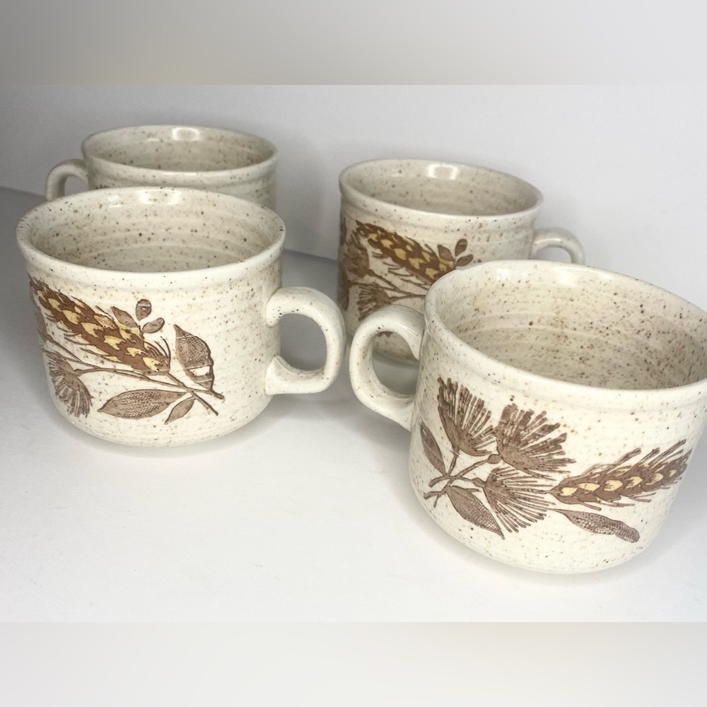 Churchill Homespun Stonecast Mugs 4 Vintage 1970s Excellent Condition Stone Ware